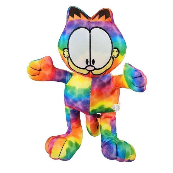 Toy Factory Kid's Rainbow Garfield Odie Tie Dye Plush Stuffed Animal Size 9" - Picture 1 of 6